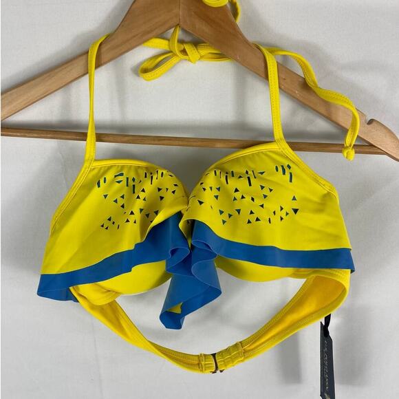 NWT US Polo Assn Yellow Blue bikini Top Size XL - Picture 1 of 4